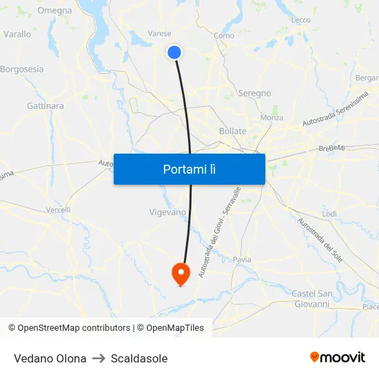 Vedano Olona to Scaldasole map
