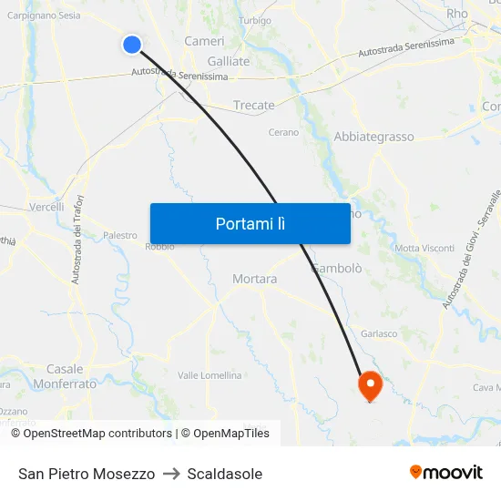 San Pietro Mosezzo to Scaldasole map