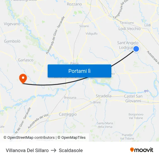 Villanova Del Sillaro to Scaldasole map
