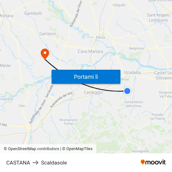 CASTANA to Scaldasole map