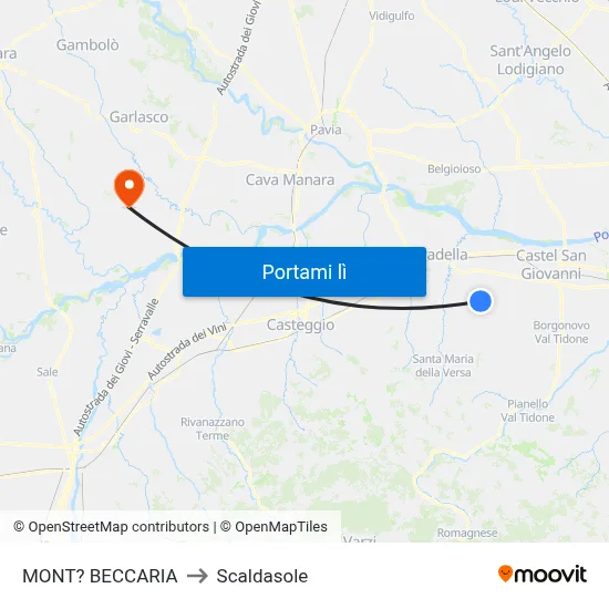 MONT? BECCARIA to Scaldasole map