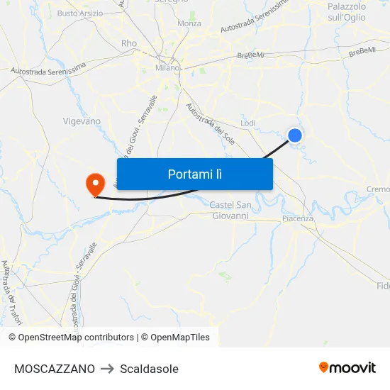 MOSCAZZANO to Scaldasole map
