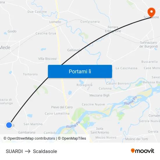 SUARDI to Scaldasole map