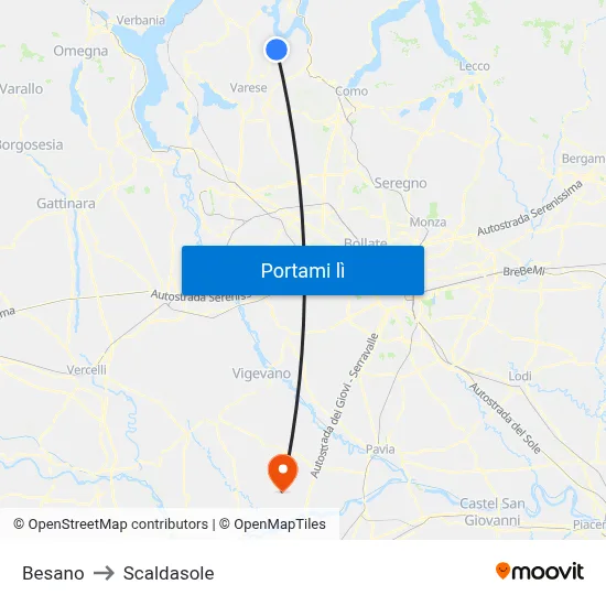 Besano to Scaldasole map