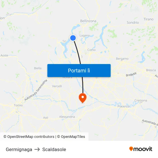 Germignaga to Scaldasole map