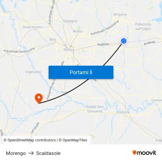 Morengo to Scaldasole map
