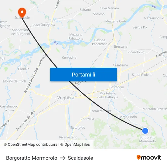 Borgoratto Mormorolo to Scaldasole map