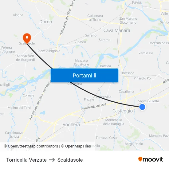 Torricella Verzate to Scaldasole map