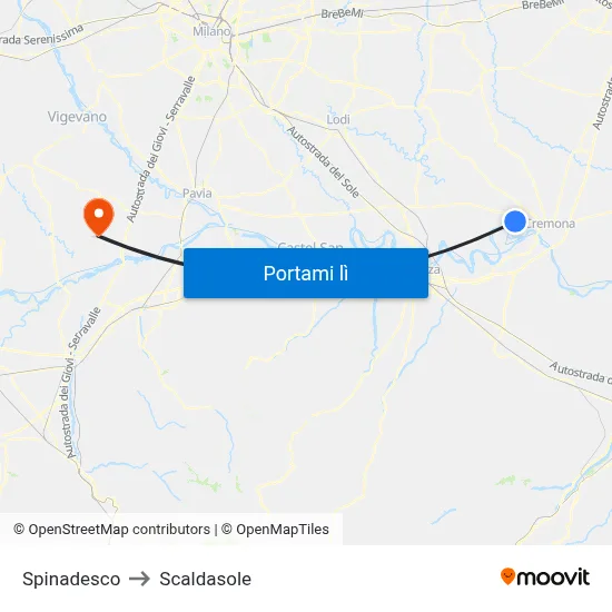 Spinadesco to Scaldasole map