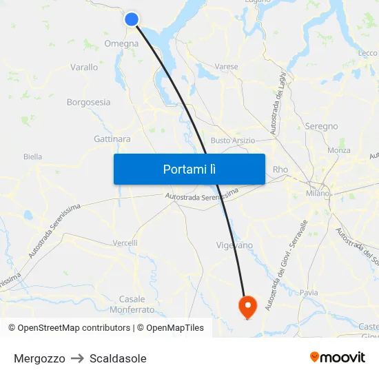 Mergozzo to Scaldasole map