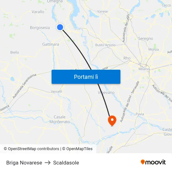 Briga Novarese to Scaldasole map