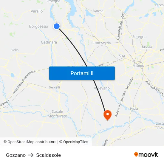Gozzano to Scaldasole map