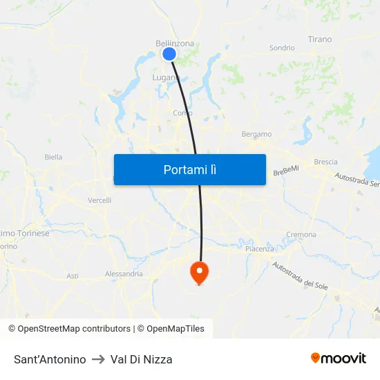 Sant’Antonino to Val Di Nizza map