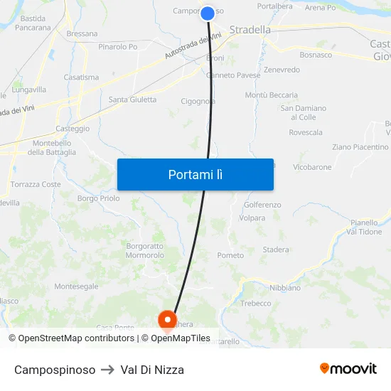 Campospinoso to Val Di Nizza map