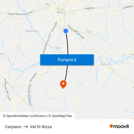 Carpiano to Val Di Nizza map
