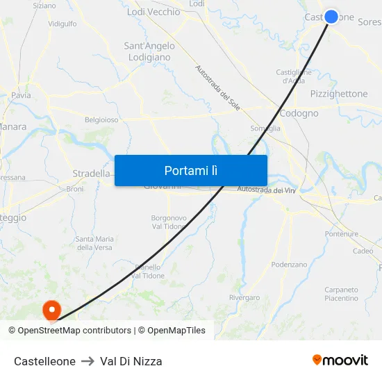 Castelleone to Val Di Nizza map
