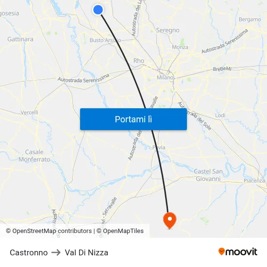 Castronno to Val Di Nizza map