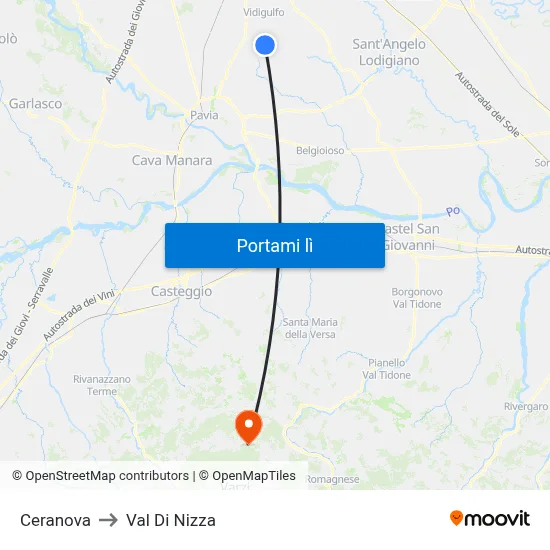Ceranova to Val Di Nizza map