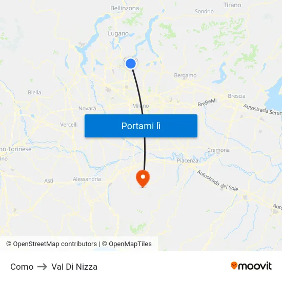 Como to Val Di Nizza map