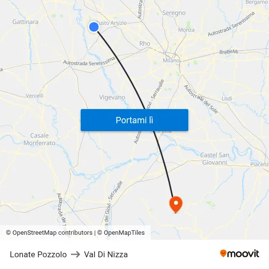Lonate Pozzolo to Val Di Nizza map