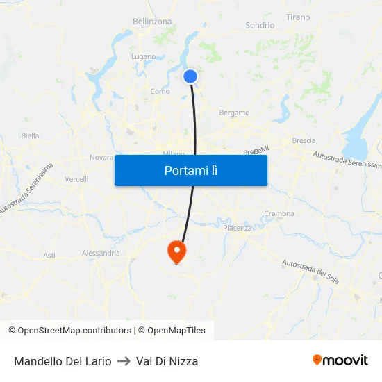Mandello Del Lario to Val Di Nizza map