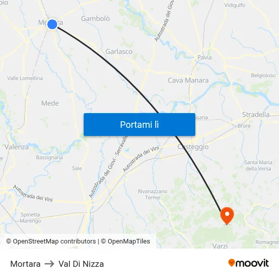 Mortara to Val Di Nizza map