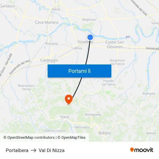 Portalbera to Val Di Nizza map