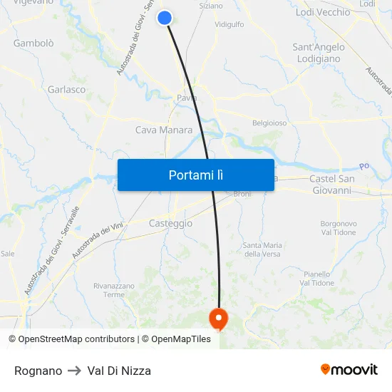 Rognano to Val Di Nizza map