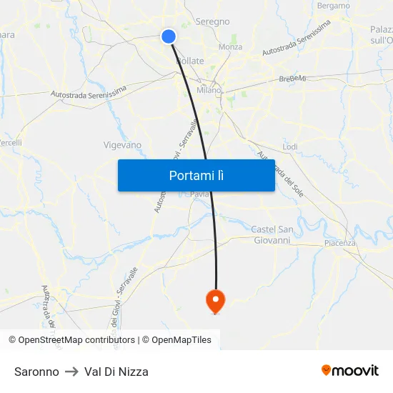 Saronno to Val Di Nizza map