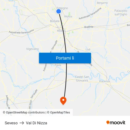 Seveso to Val Di Nizza map