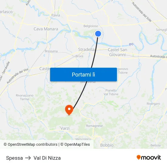 Spessa to Val Di Nizza map