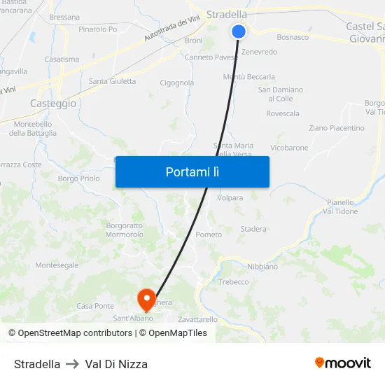 Stradella to Val Di Nizza map