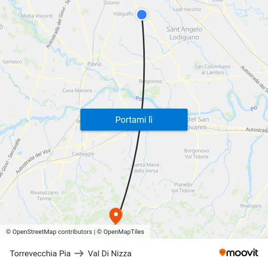 Torrevecchia Pia to Val Di Nizza map