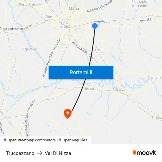 Truccazzano to Val Di Nizza map