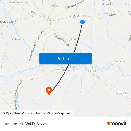 Vailate to Val Di Nizza map