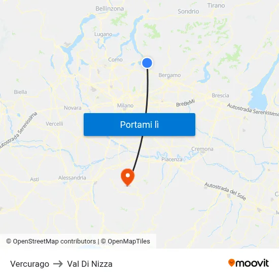 Vercurago to Val Di Nizza map
