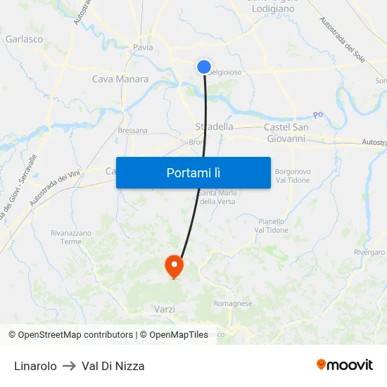 Linarolo to Val Di Nizza map