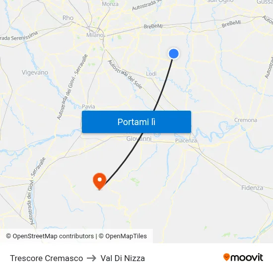 Trescore Cremasco to Val Di Nizza map
