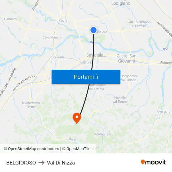 BELGIOIOSO to Val Di Nizza map