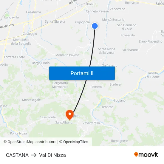 CASTANA to Val Di Nizza map