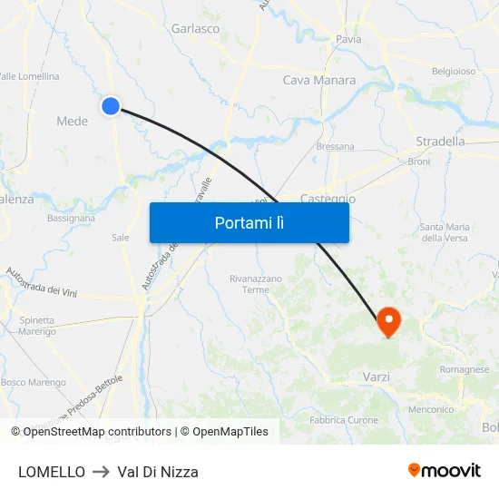 LOMELLO to Val Di Nizza map