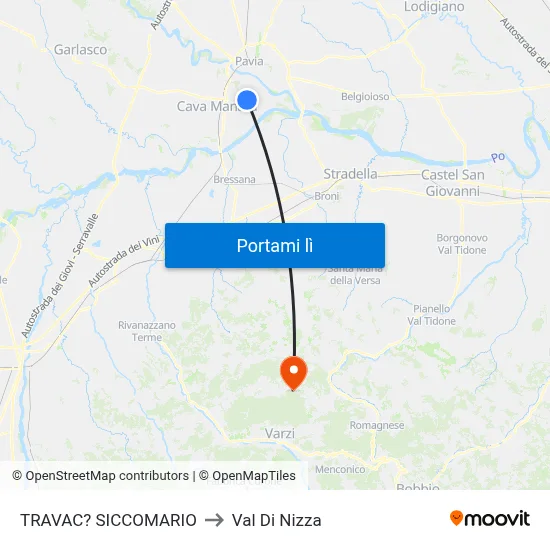 TRAVAC? SICCOMARIO to Val Di Nizza map