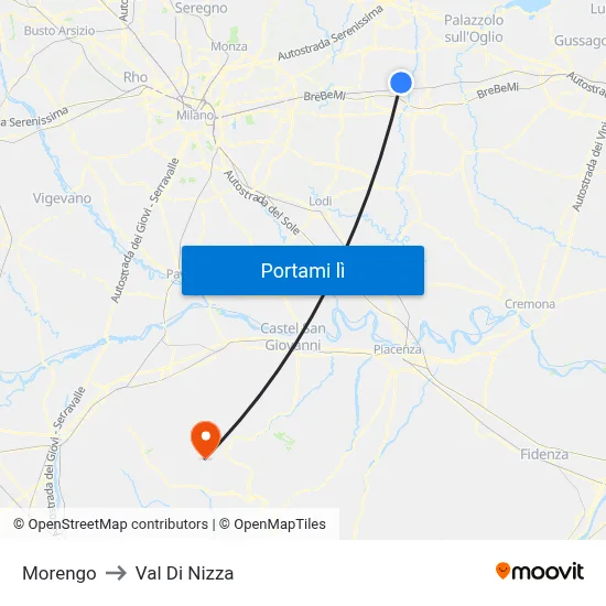 Morengo to Val Di Nizza map