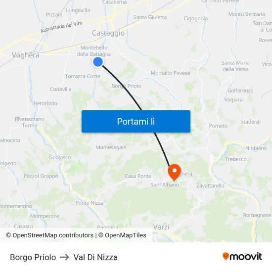 Borgo Priolo to Val Di Nizza map