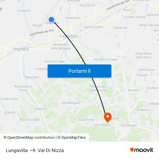 Lungavilla to Val Di Nizza map