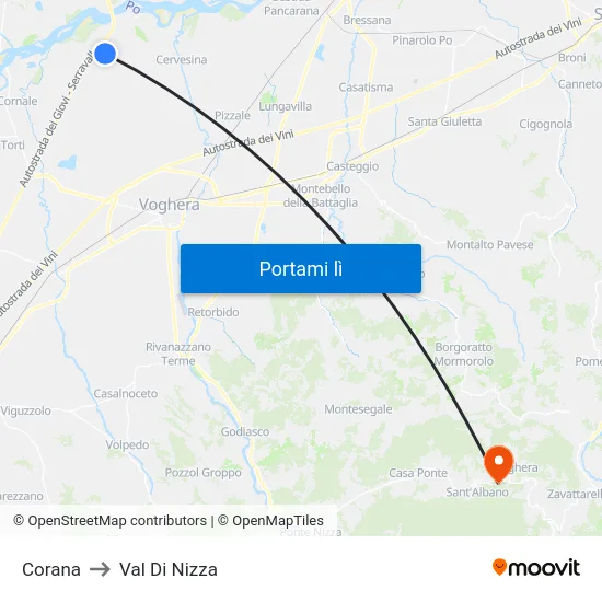 Corana to Val Di Nizza map