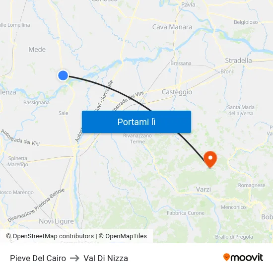Pieve Del Cairo to Val Di Nizza map