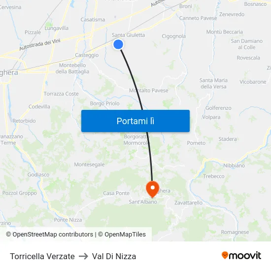 Torricella Verzate to Val Di Nizza map