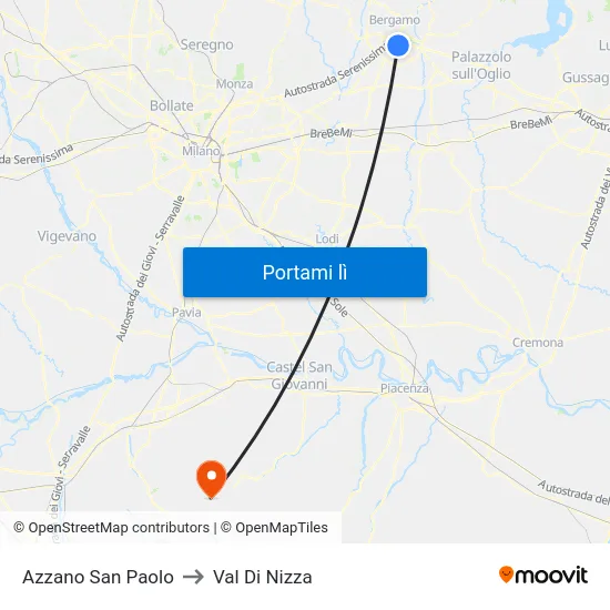 Azzano San Paolo to Val Di Nizza map