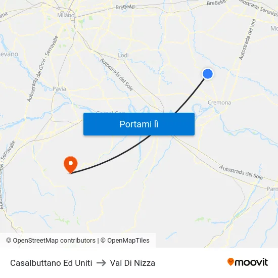 Casalbuttano Ed Uniti to Val Di Nizza map